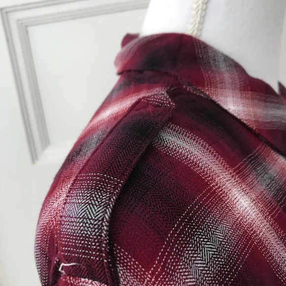 Sanctuary Red Plaid Boyfriend Shirt w/ Snap Front - Picture 4 of 8